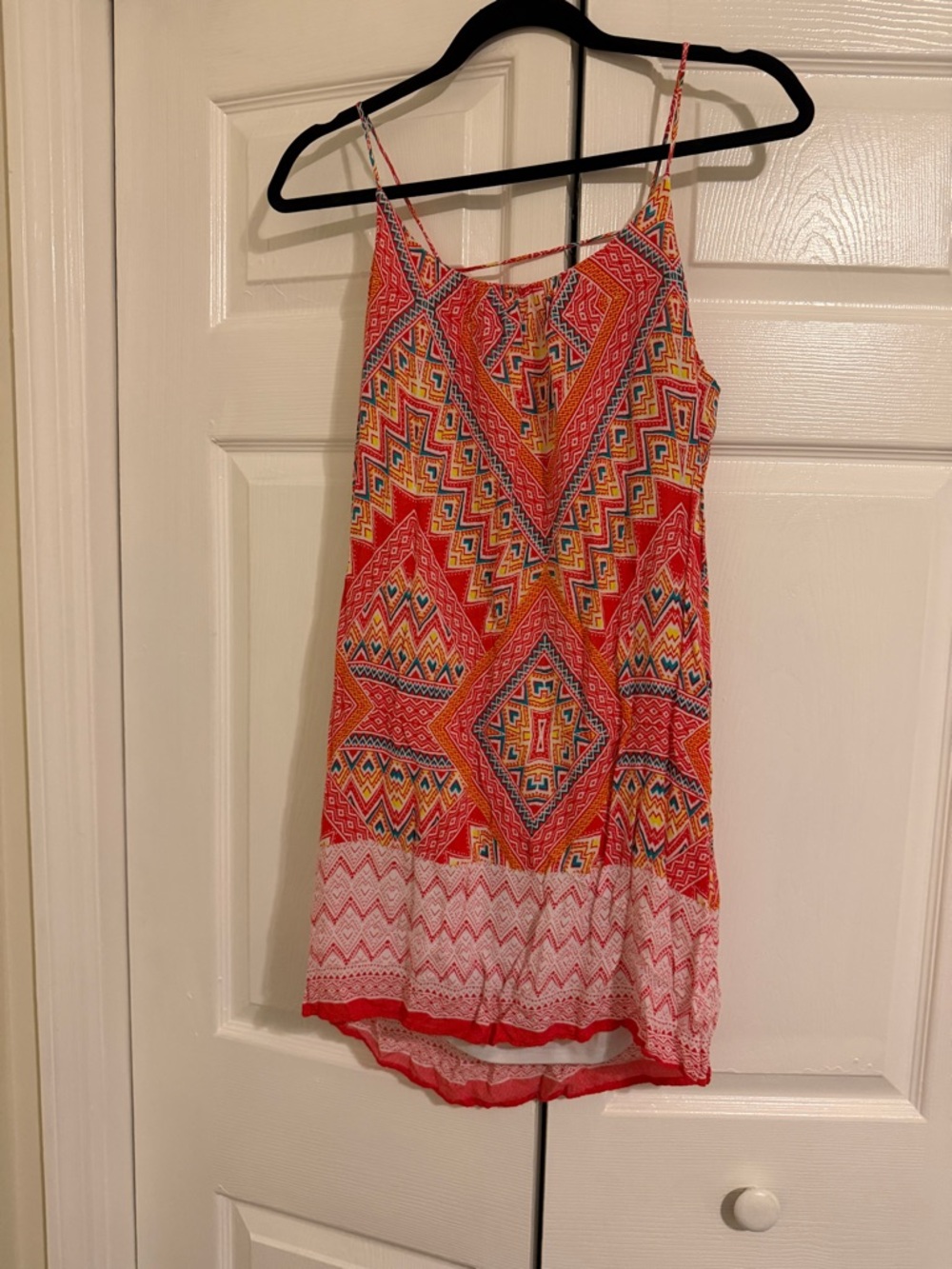 Renee C. Backless Spaghetti Strap Dress in Red Multi-Print